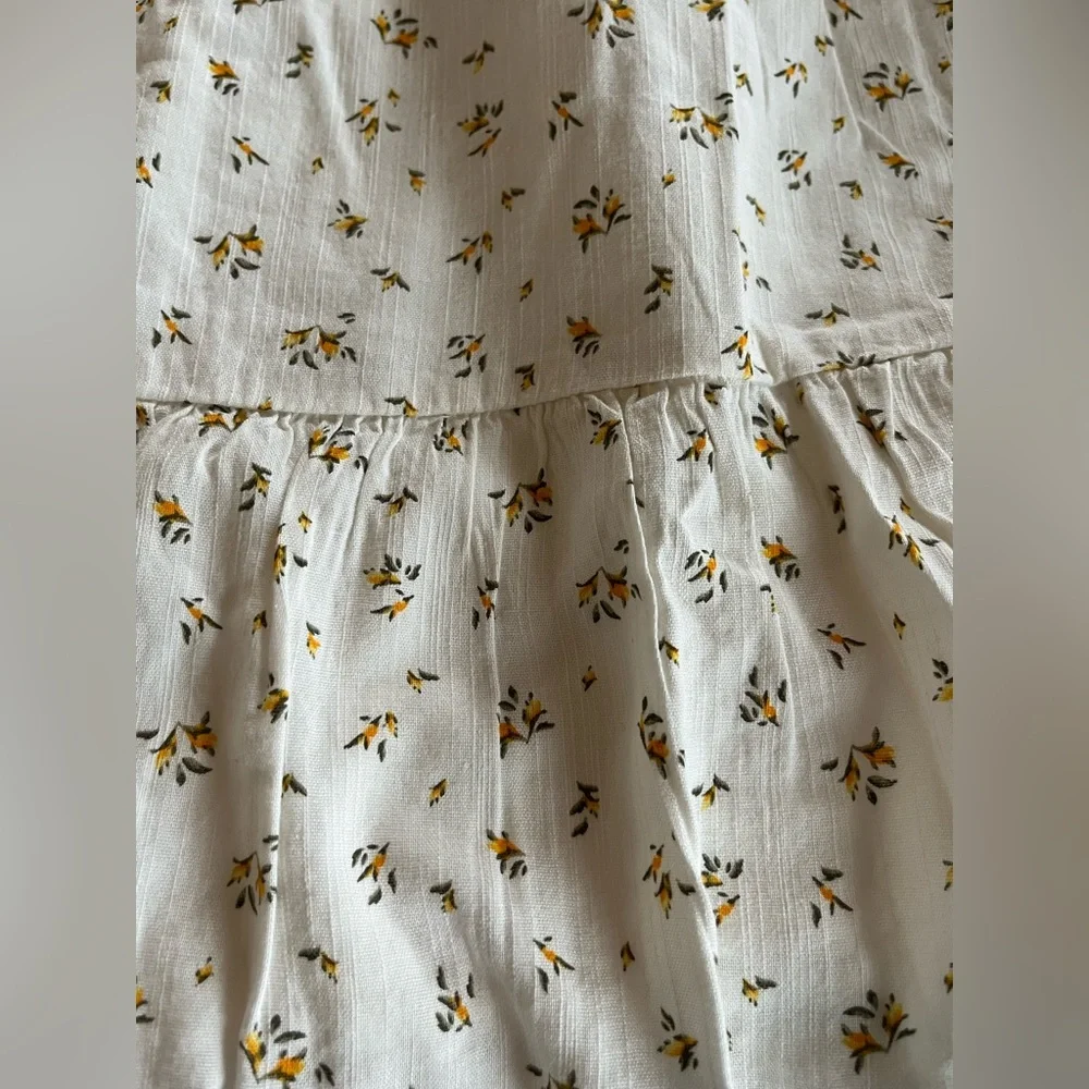 Nordstrom BP Ivory Dress with Puff Sleeves and Detailed Floral Bursts Juniors L - Picture 16 of 16